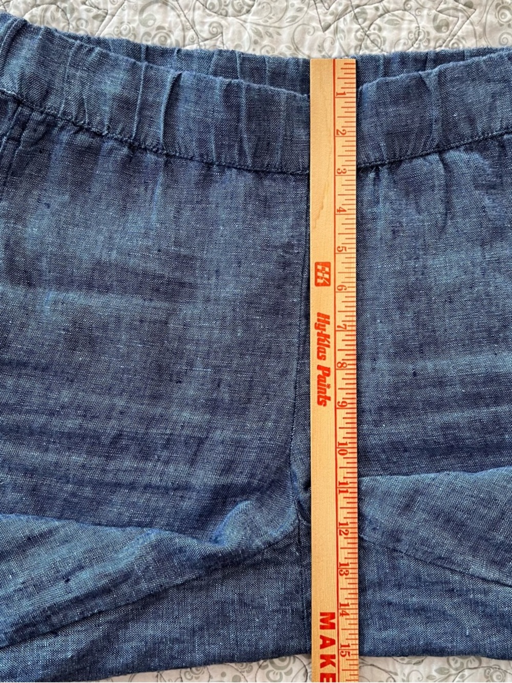 pureJill Linen Blue Cropped Wide-Leg Pants Coastal Cottagecore Poet Soft Comfy - Picture 6 of 11